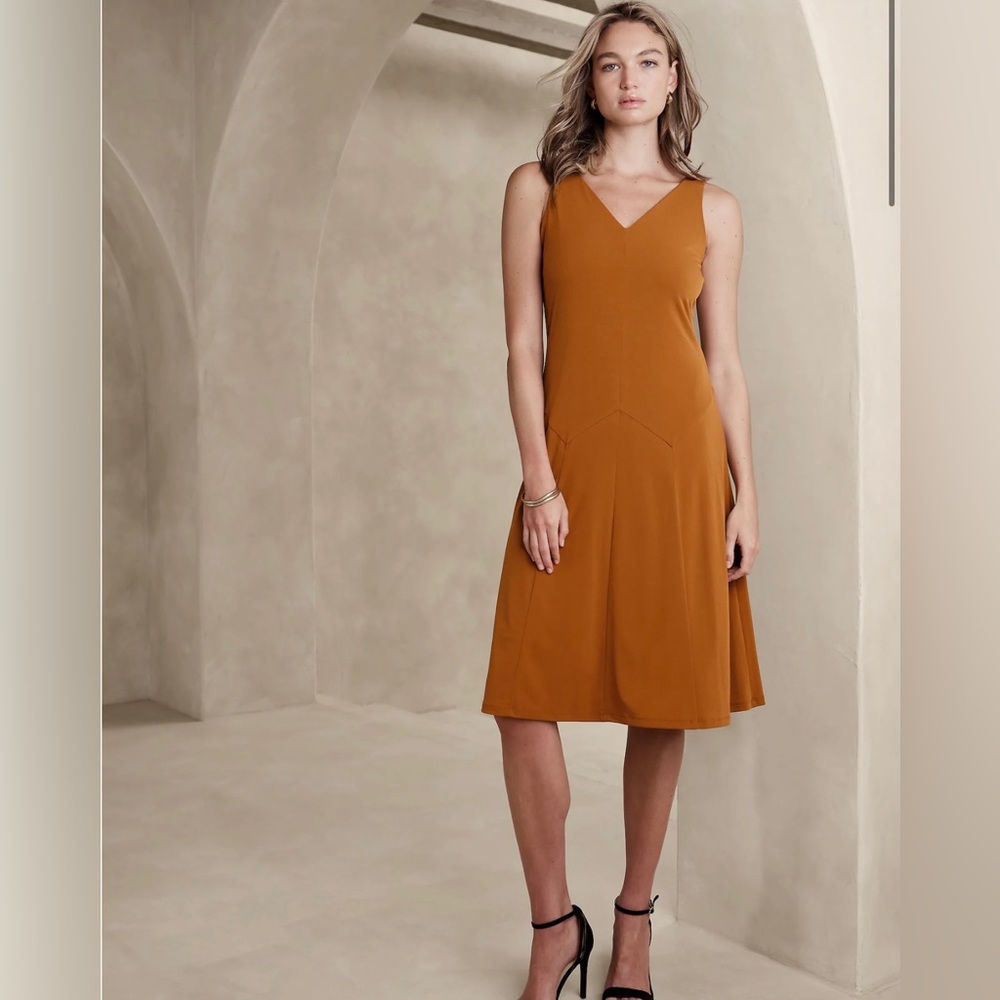 SLEEVELESS DROP-WAIST MIDI DRESS